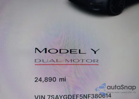 2022 Tesla Model Y Performance Dual Motor All-Wheel Drive z USA, uszkodzony, nr VIN 7SAYGDEF5NF380614